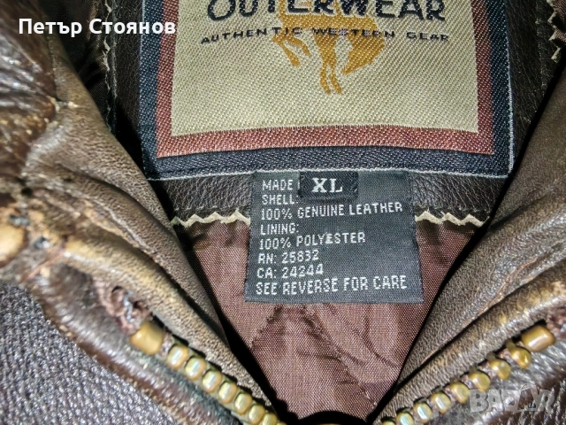 Мъжко Vintage кожено яке от естествена кожа WRANGLER р-р XL, снимка 8 - Якета - 52464296