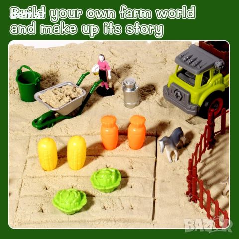Aliex Magic Play Sand Set Комплект кутия с пясък и аксесоари за ферма, играчка за деца 3-8 г., снимка 4 - Образователни игри - 45495760