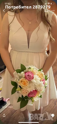 Бяла Официална рокля с бляскави частици 220 лв., снимка 2 - Рокли - 49894824