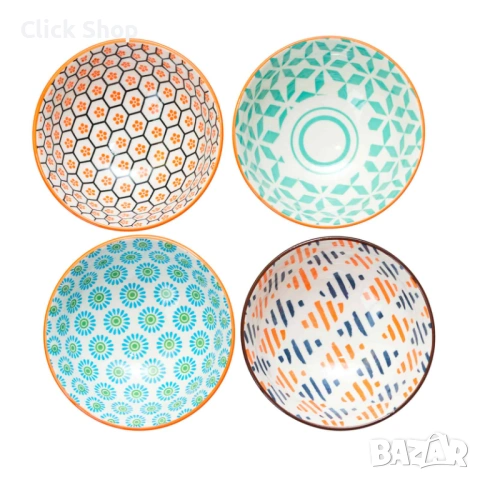 Комплект 4 керамични купички, различни модели, снимка 17 - Сервизи - 53456897