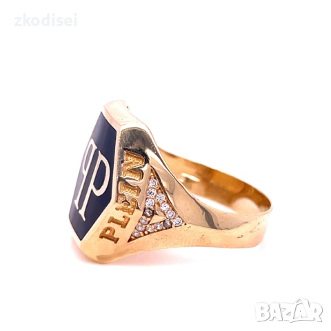 Златен мъжки пръстен Philipp Plein 6,92гр. размер:68 14кр. проба:585 модел:38176-1, снимка 4 - Пръстени - 53981399