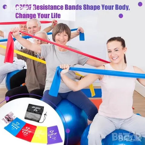 COFOF Стреч ленти за упражнения: Идеални за йога, пилатес и силов тренинг, снимка 7 - Фитнес уреди - 49811921