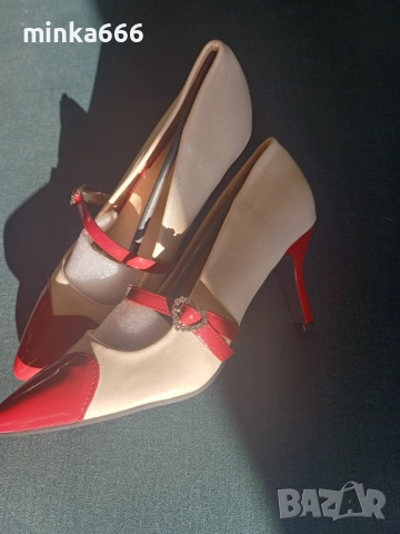 Кожени дамски обувки на ток, снимка 2 - Дамски обувки на ток - 52621780