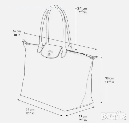 Longchamp – НОВА, графитено тъмно сива, L, снимка 12 - Чанти - 47041737