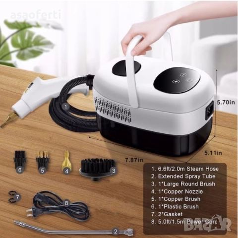 💨 Парочистител Tobi TB-961 (2500W) – 7 Накрайника, Високо Налягане и Температура, снимка 2 - Парочистачки и Водоструйки - 52552574