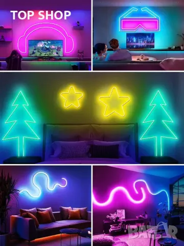 Tyute LED неонова лента, 5m RGB, дистанционно, APP, водоустойчива гъвкава 24V, снимка 3 - Лед осветление - 49804709