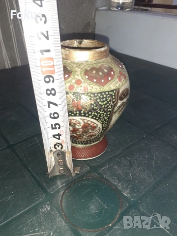 Красива стара ваза порцелан Сатцума Satsuma, снимка 6 - Антикварни и старинни предмети - 53312667