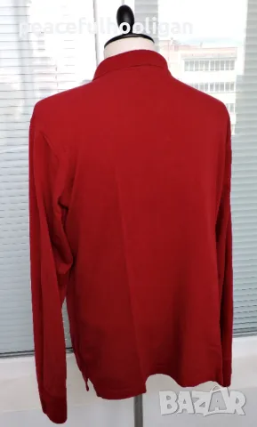 Gant Regular Fit Long Sleeve Red Polo Shirt - мъжка червена поло блуза с дълъг ръкав размер L , снимка 8 - Блузи - 47644355