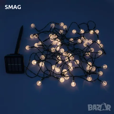 60 соларни LED светлини бели топки със сензор за светлина 2 режима 5.9m - топло бяло S_1225311