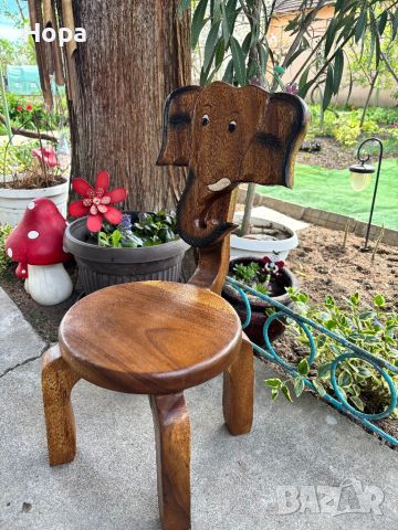Столче от масивно тиково дърво с дърворезба. Последен 1 брой., снимка 7 - Столове - 41535888