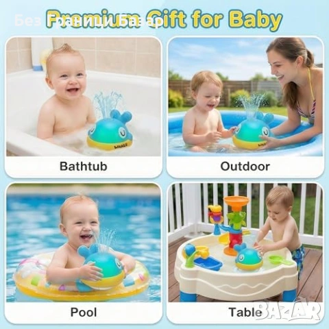 Нова Водна играчка Светещ кит за баня с пръскалка, USB зареждане, 120 мин, снимка 6 - Други - 53694654