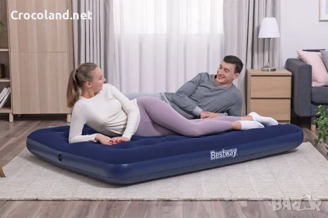 Надуваем матрак Bestway Air Mattress Full, 137 х 191 х 22 см, PVC, плюшен, за вътрешна и външна упот