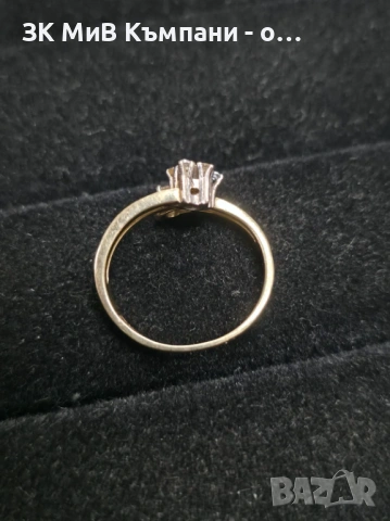 Златен даски пръстен с диаманти , снимка 4 - Пръстени - 53566292