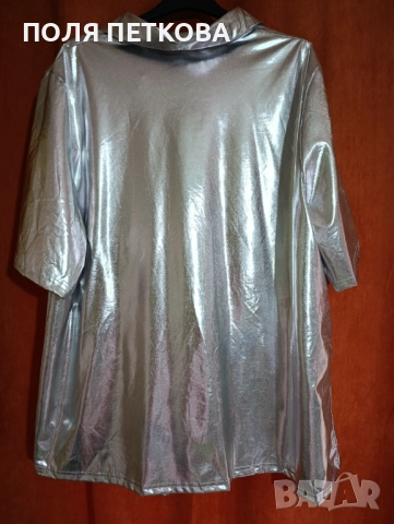 Ефектна сребърна риза, снимка 4 - Ризи - 52193603