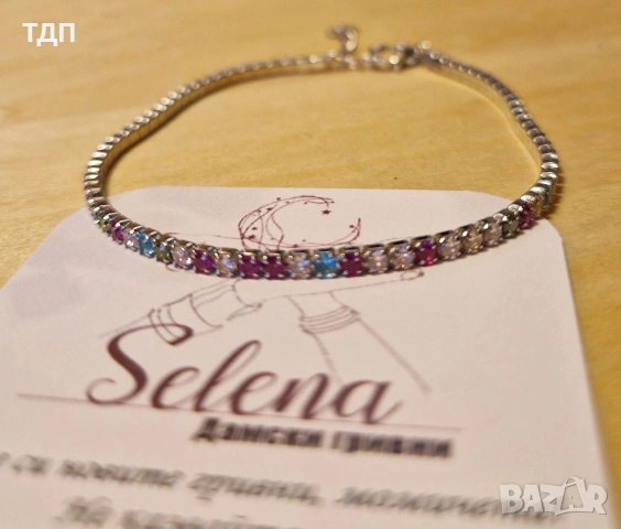 Сребърна дамска гривна "Цветна нежност" с многоцветен цирконий , снимка 5 - Гривни - 53219209