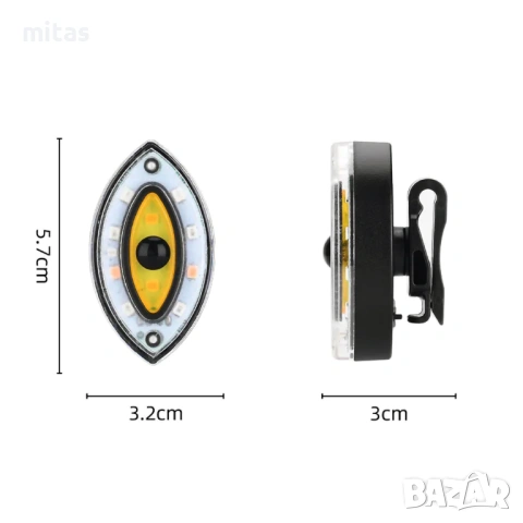 Задна LED стоп светлина за велосипед QIXUN EYE, USB, 30Lum, 7 режима, снимка 5 - Аксесоари за велосипеди - 52037648