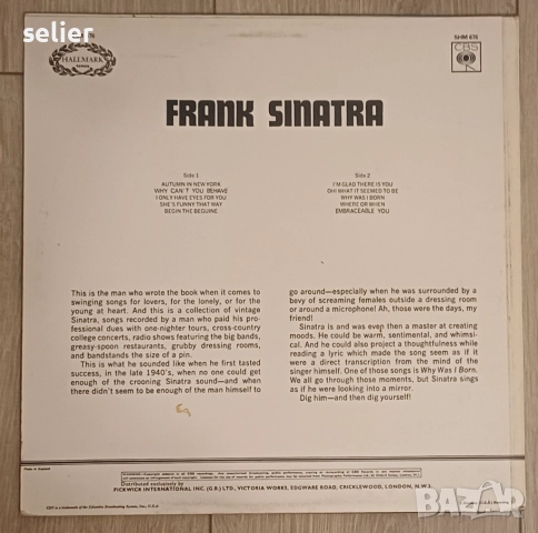 Frank Sinatra ‎– Frank Sinatra Издание 🇬🇧 UK 1969г Състояние на винила:NEAR MINT Състояние на обло, снимка 2 - Грамофонни плочи - 52770968