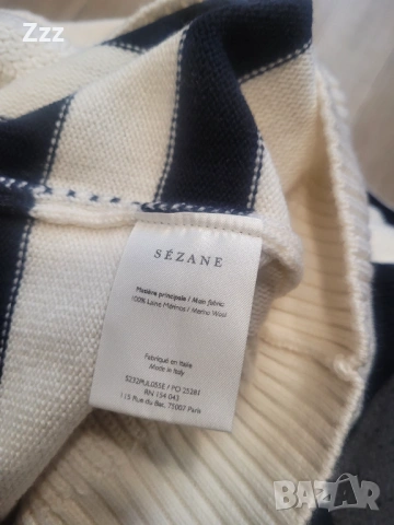 Дамски пуловер в черно и бяло на райе, снимка 6 - Блузи с дълъг ръкав и пуловери - 53374331