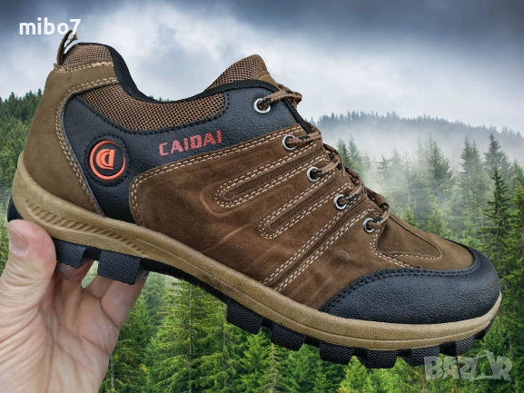Мъжки маратонки с гумено директно излято ходило в кафяво, мод.02- CAIDAI