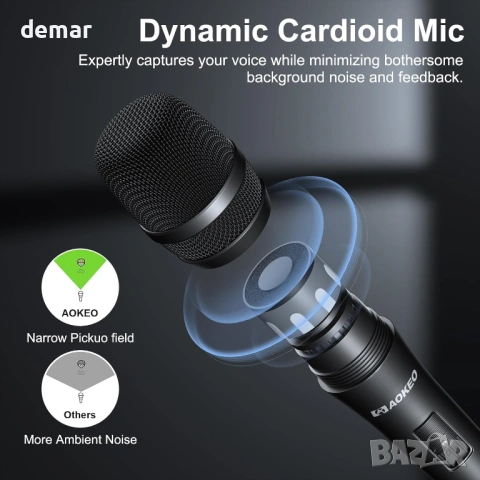 Динамичен караоке микрофон Aokeo, A450 с дунапренен калъф и 5 м XLR кабел, снимка 2 - Микрофони - 53795110