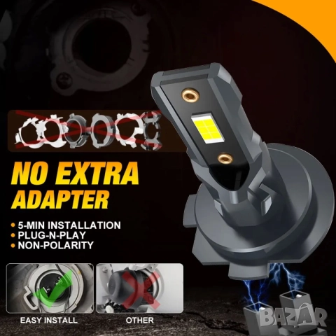 2 бр LED крушки за автомобил H7, снимка 4 - Аксесоари и консумативи - 52603345