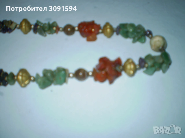 Колие  винтидж полускапоценни  камъни, многоцветно, , многопластово, бохемско,, снимка 4 - Колиета, медальони, синджири - 53101709