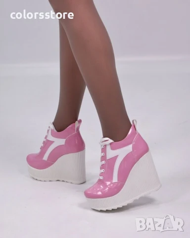 Кецове на платформа - розов лак с бяло ходило - NO4

, снимка 2 - Кецове - 51036826