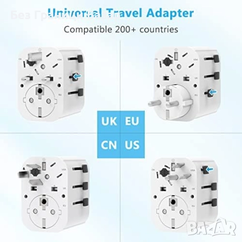 Нов Универсален адаптер за пътуване с USB и Type-C – UK EU US AU, снимка 2 - Друга електроника - 51577852
