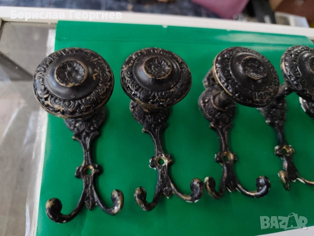 Месингови закачалки пет броя, снимка 2 - Антикварни и старинни предмети - 51734933