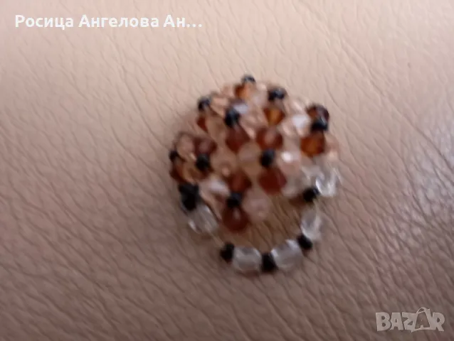 Автентичен ръчно изработен винтидж пръстен от мъниста , снимка 6 - Пръстени - 49794343