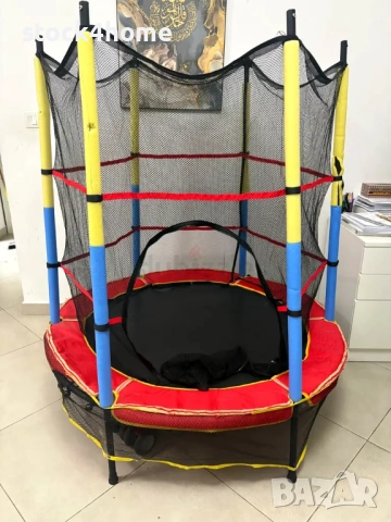 Детски Батут с вътрешна мрежа Byox - Hop, 4.5 FT, 140 cm, червен