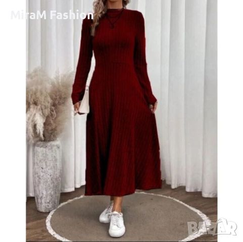 Разкроена дълга дамска рокля в цвят бордо, снимка 2 - Рокли - 45438185