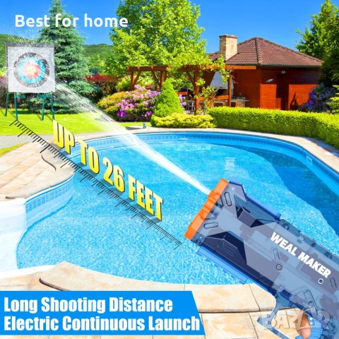 2026 Подобрен електрически воден пистолет с оранжев накрайник, зареждащ се, снимка 3 - Други - 54159356