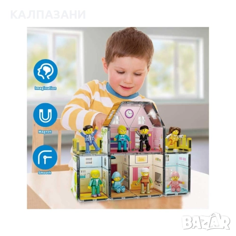 Picasso STEAM Магнитен конструктор Семейна къща - двустранни плочки 65 частиPTQ06, снимка 10 - Конструктори - 52128732