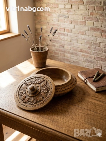 🌸🌸 МАЙСТОРСКА ТВОРБА: Уникална резбована дървена купа с флорални мотиви (Ръчна изработка)