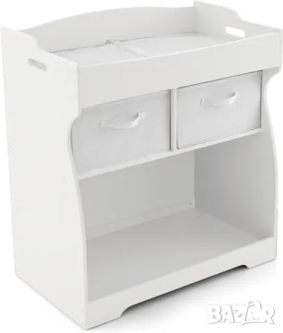 Дървена масичка за повиване, поставка за бебешки пелени с 2 чекмеджета, снимка 3 - Шкафове - 49680744