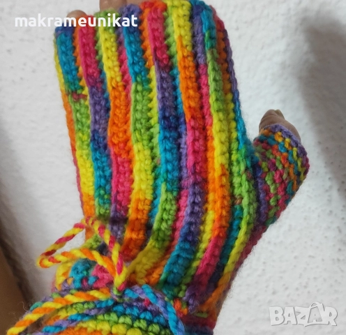 Лот шапка, ръкавици без пръсти, и лента за глава, нов, ръчно плетиво , снимка 3 - Декорация за дома - 52774173