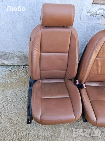 Предни седалки кафява кожа електрически за Ауди А6 ц6 4ф Audi A6 c6 4f, снимка 2 - Части - 52458353