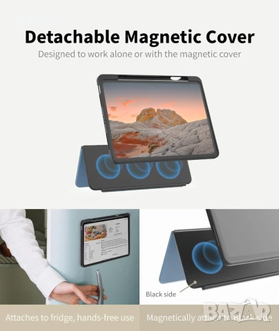 EIP калъф за iPad Air 11" M3/M2 (2025/2024), 5-то/4-то поколение (2022/2020), регулируема стойка, снимка 4 - Таблети - 50779135
