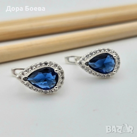 Сребърни обеци: "Дъжд", снимка 4 - Обеци - 52682441