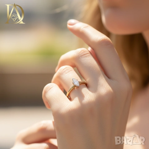 Нов Златен Пръстен с 0.45кт Естествен Диамант , снимка 2 - Пръстени - 40063634