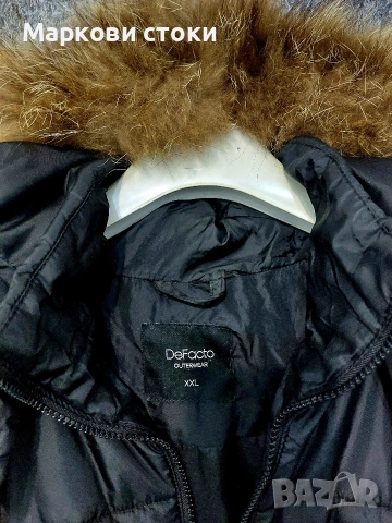 Стилно дамско яке Defacto с естествен косъм – размер XXL, снимка 3 - Якета - 52893425