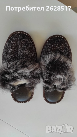 Дамски пантофи с вълна и естествен косъм номер 38