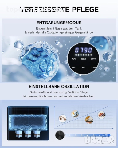 Ултразвуков пречиствател CREWORKS Ultrasonic Cleaning 6 литра,Гаранция, снимка 3 - Овлажнители и пречистватели за въздух - 51531432