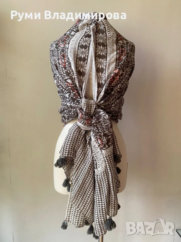 Шал с лен и памук/ различни видове, снимка 5 - Шалове - 54245139