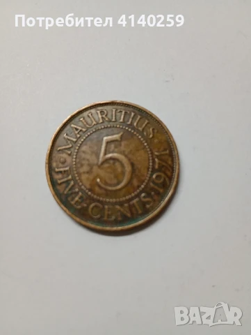 Мавриций монета 5 цента 1971 г , снимка 1