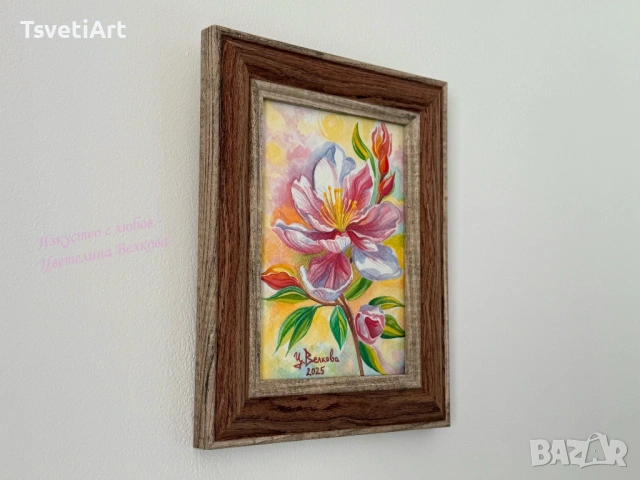 Оригинална картина – цвете – акварел – идея за подарък, снимка 4 - Картини - 53864921