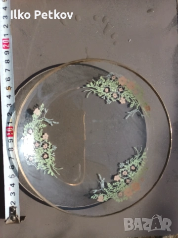 Стара стъклена купа, снимка 2 - Вази - 54189226