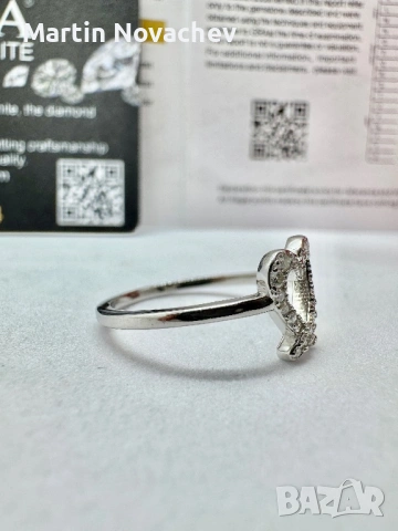 Сребърен пръстен с мойсанит (Диамант), снимка 6 - Пръстени - 53502953