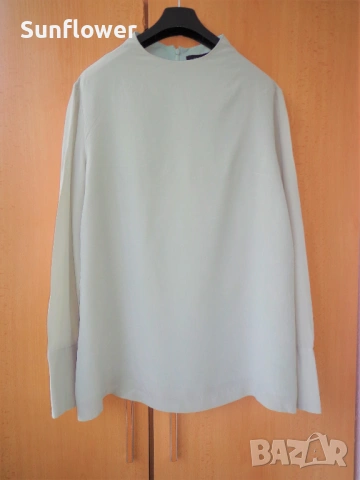 Дамска блуза /топ Selected Femme, 100% коприна, светло ментово зелен, снимка 2 - Блузи с дълъг ръкав и пуловери - 53408545